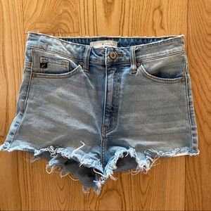 Light Washed Distressed Jean Shorts